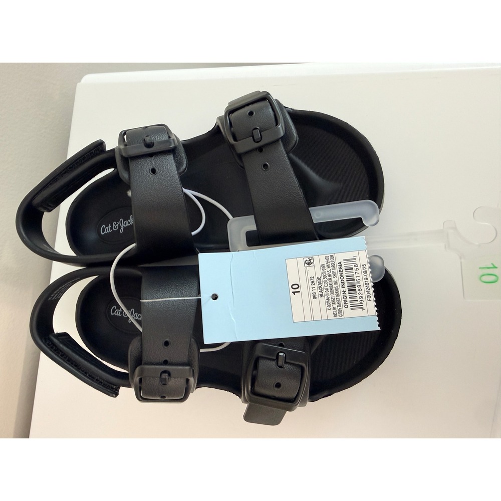 Cat & Jack Orion Sandals Toddler Boys 10‎ Black Double Strap NWT - Picture 3 of 4
